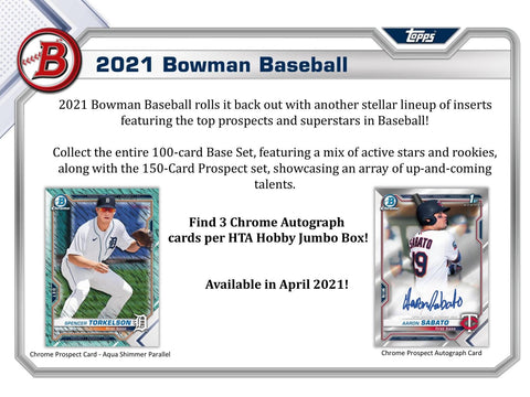 2021 Bowman Baseball HTA Jumbo Hobby Box 1 Sealed Box (Shipped)